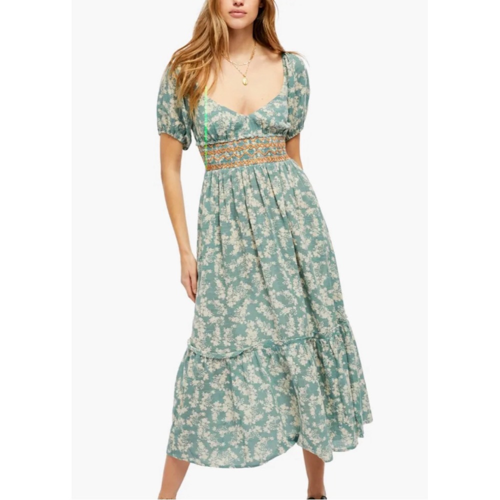 Free People Ellie Print Smocked Midi Dress